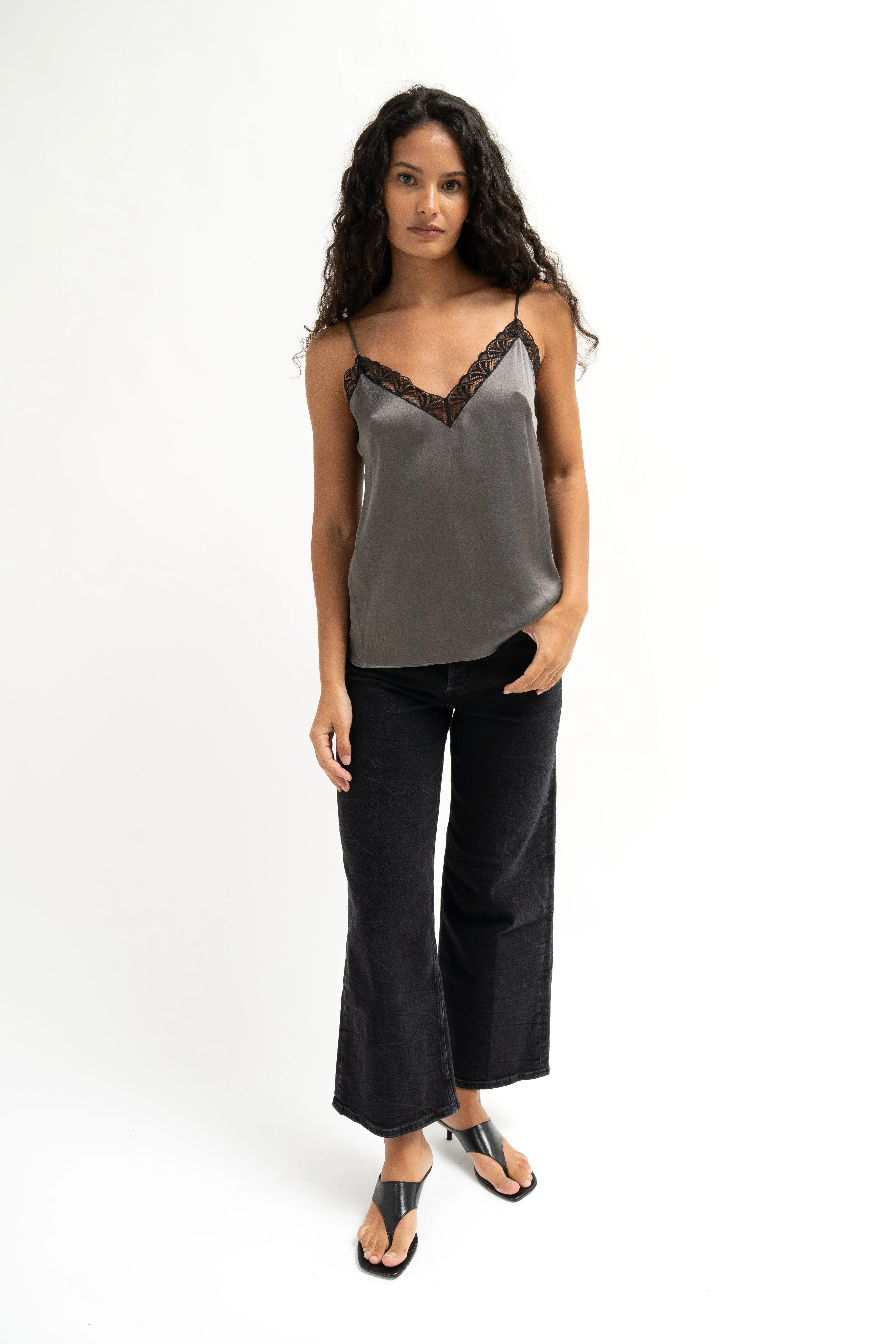 Grey Satin & Lace Camisole sold by Bessette product image thumbnail 2