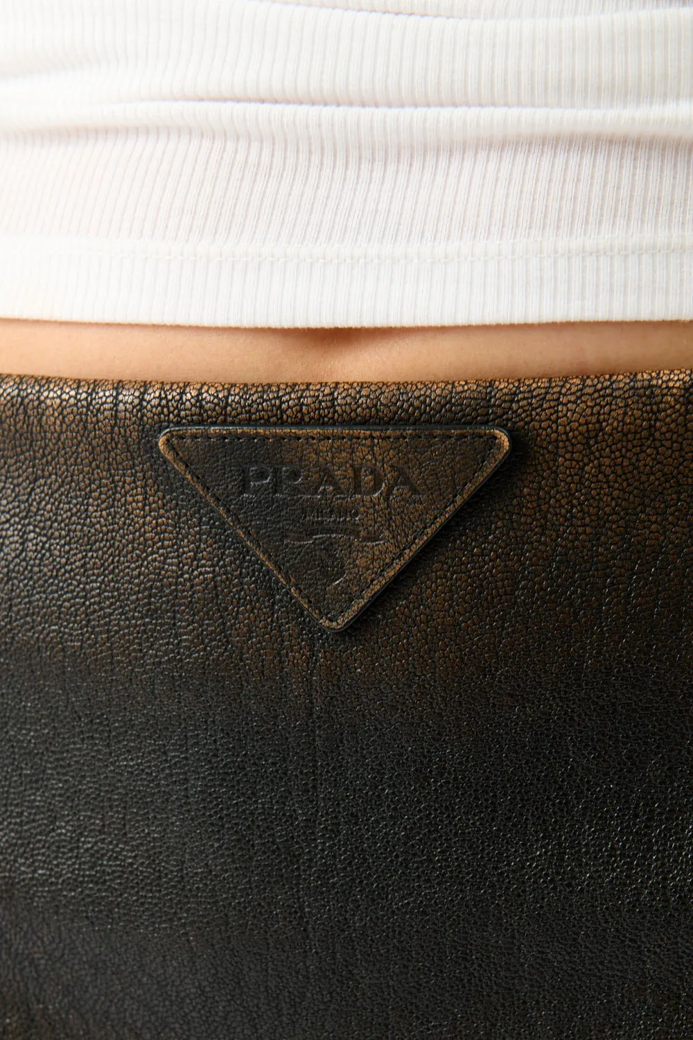 Prada Distressed Leather Mini Skirt sold by Bessette product image thumbnail 3