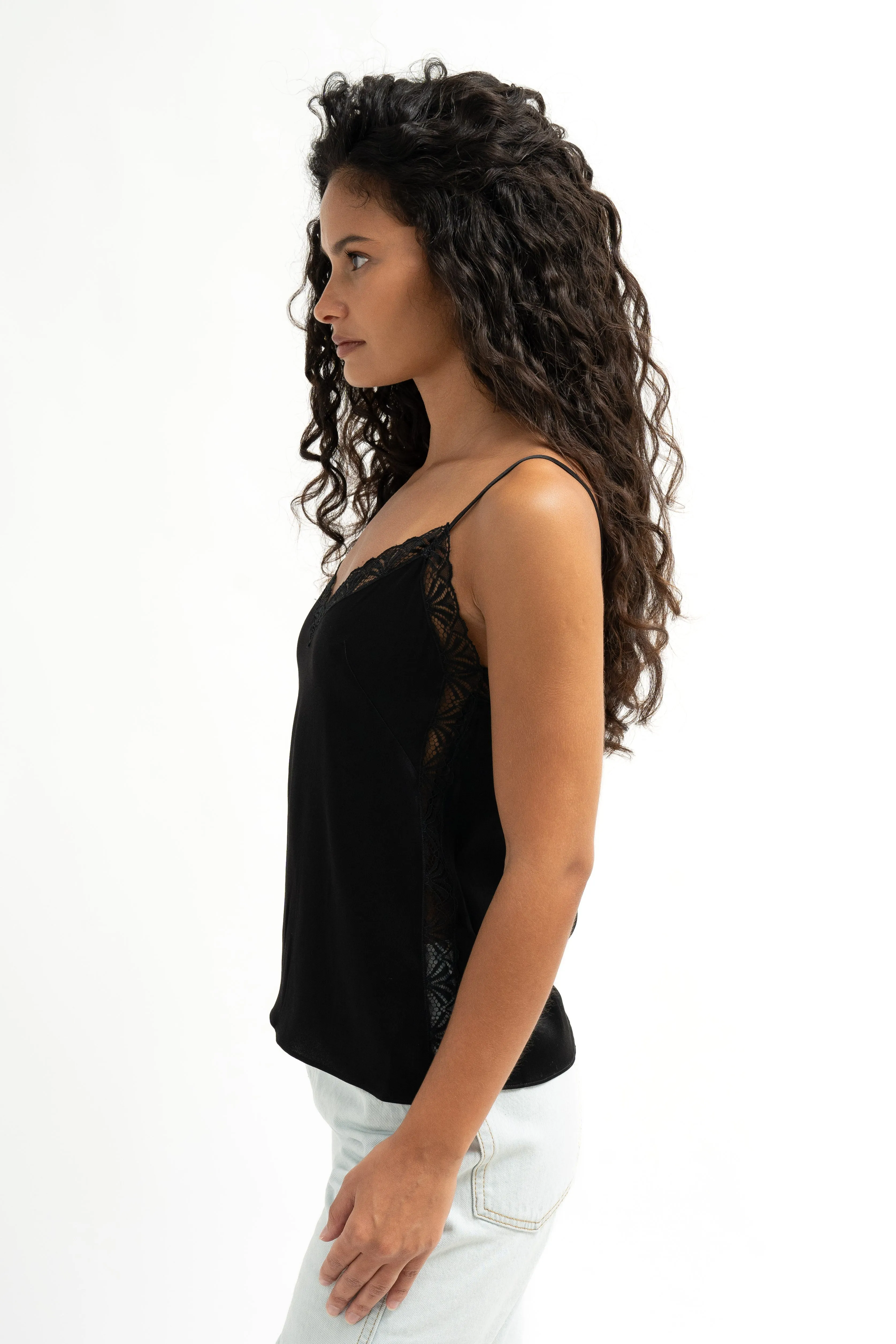 Black Satin & Lace Camisole sold by Bessette product image thumbnail 3