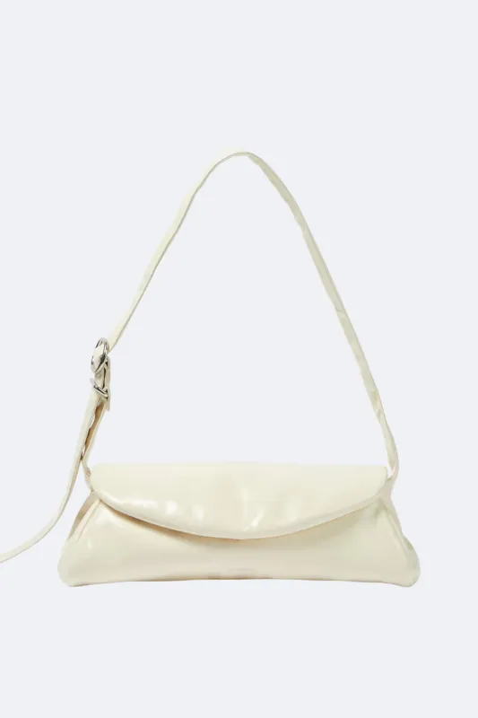 Jil Sander Eggshell Small Cannolo Padded Leather Shoulder Bag sold by Bessette
