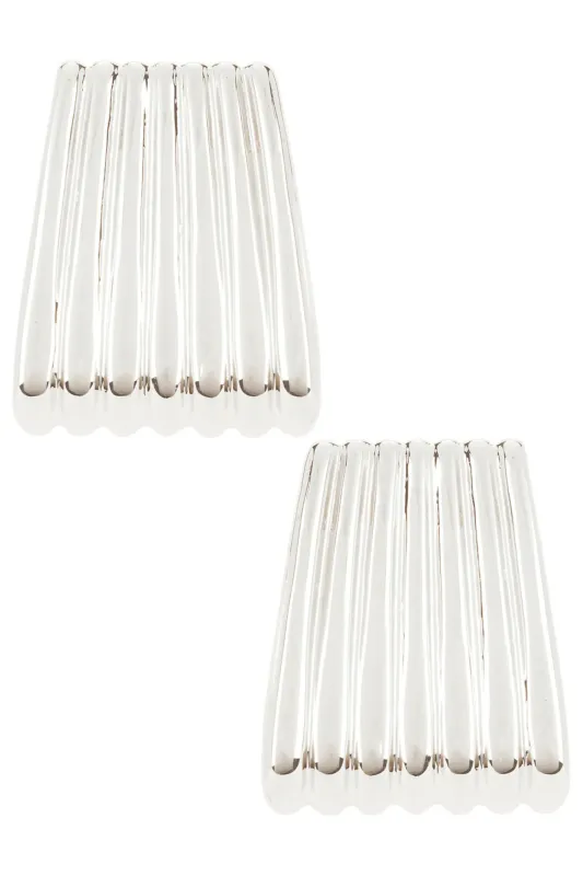 Ribbed Maxi Silver Earring sold by Bessette