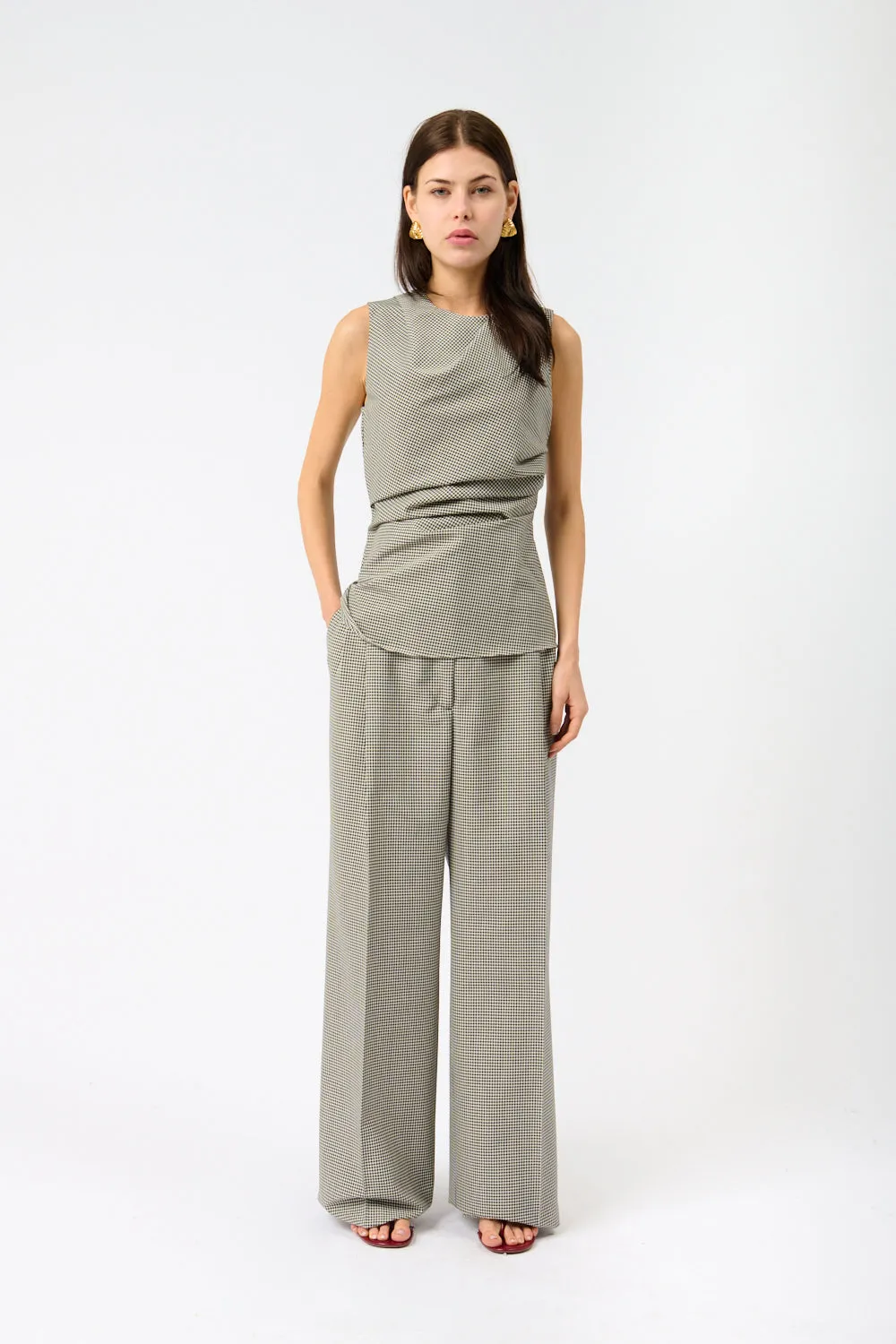 High-Waist Mini Check Trousers sold by Bessette product image thumbnail 2