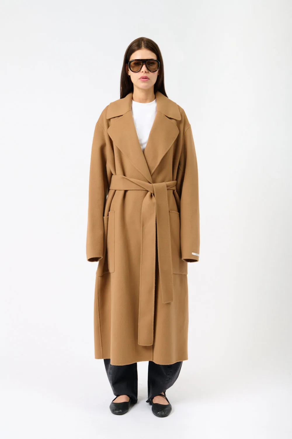 Camel Veleno Belted Wool Coat sold by Bessette