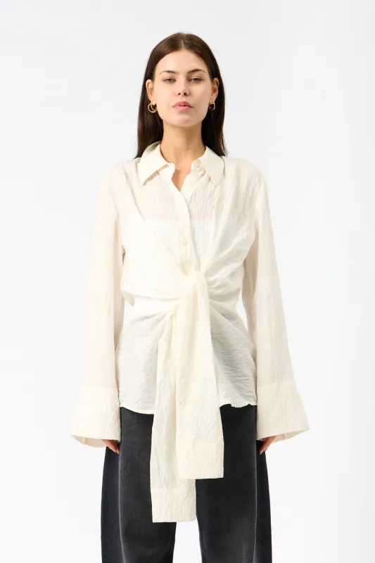 Hammered Silk Knotted Shirt sold by Bessette