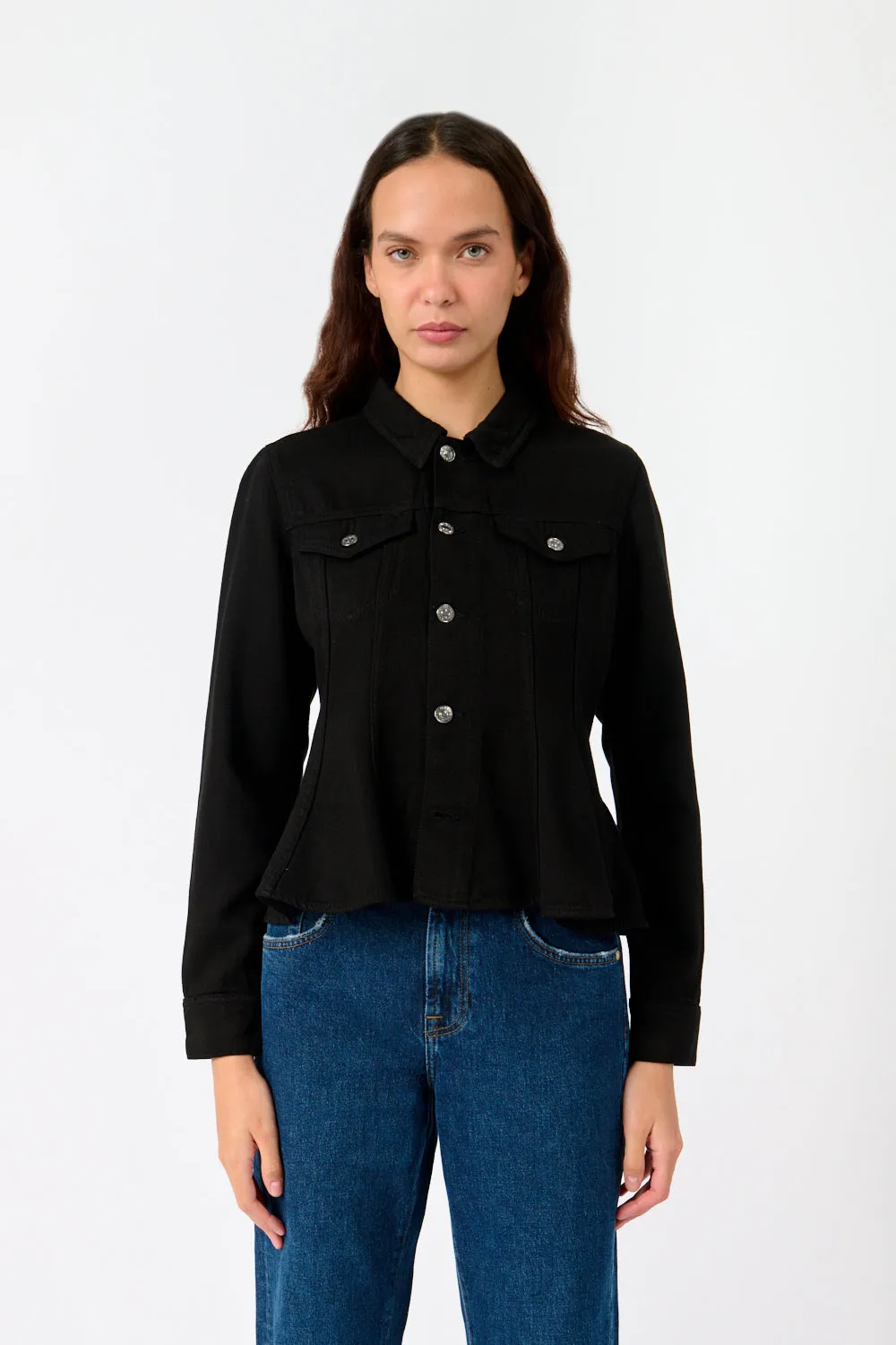 The Flounce Trucker Jacket sold by Bessette