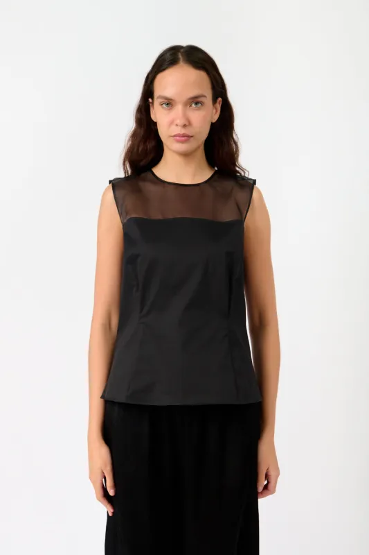 Sleeveless Sheer Yolk Top sold by Bessette