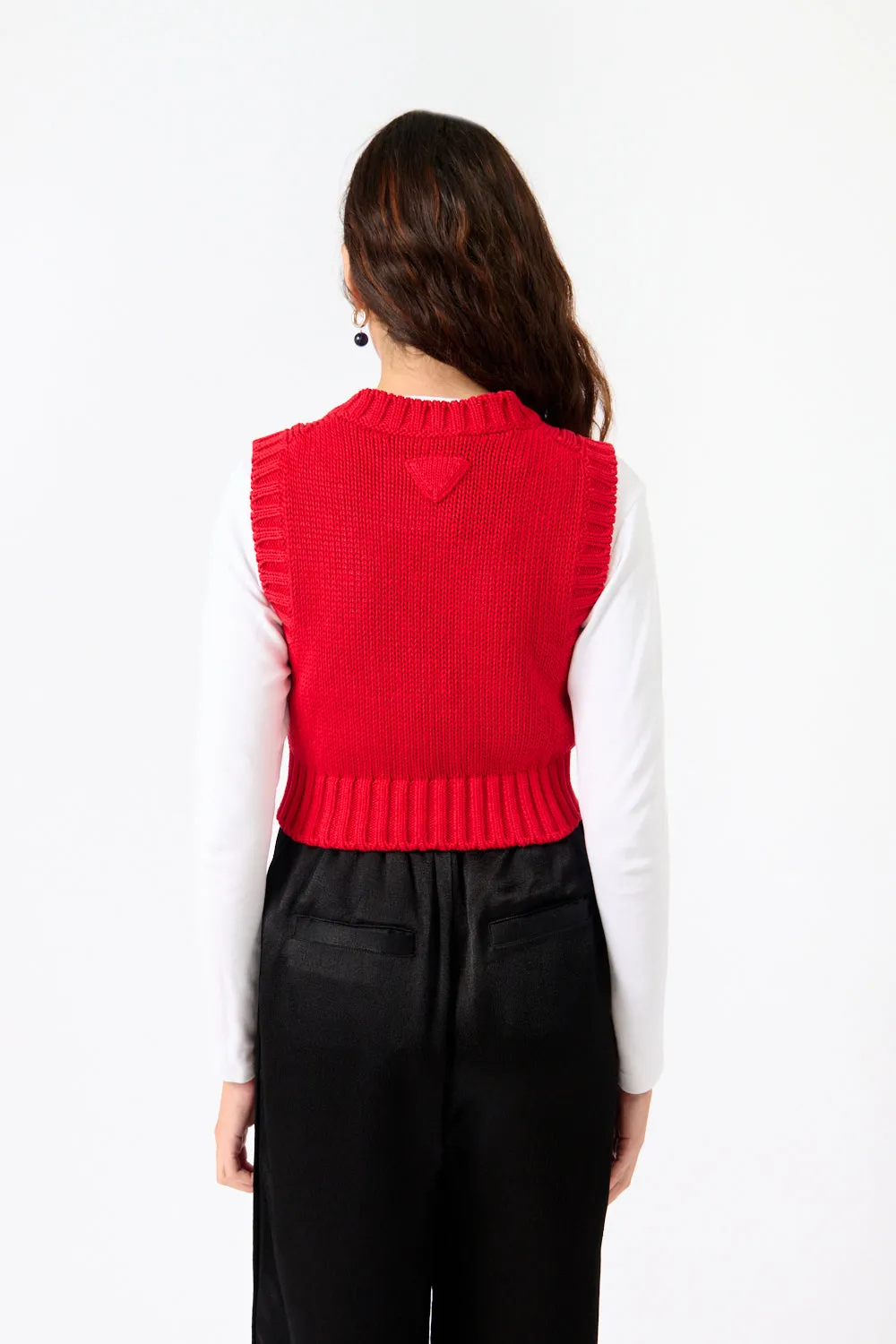 Red Knit Cropped Vest sold by Bessette product image thumbnail 4