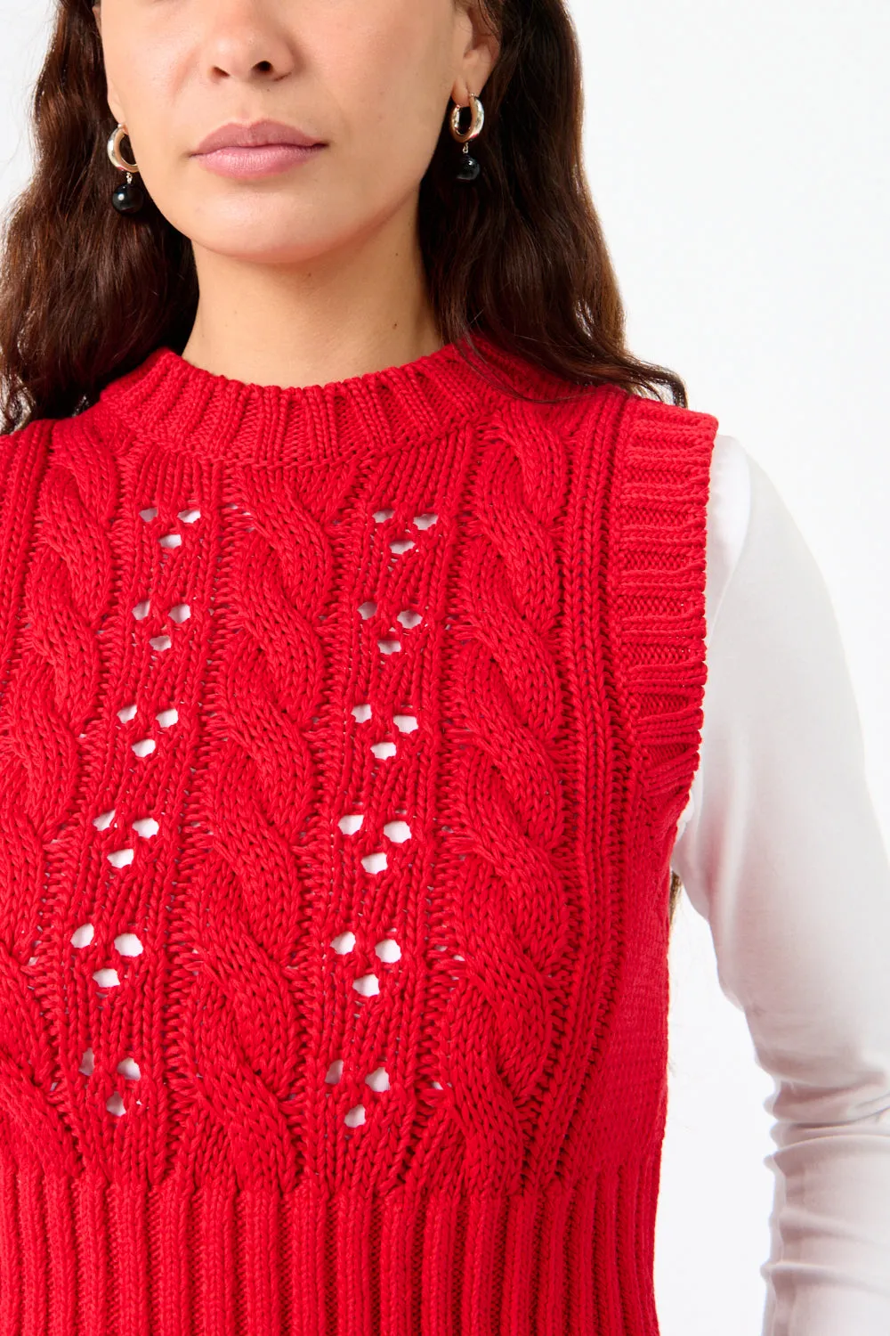 Red Knit Cropped Vest sold by Bessette product image thumbnail 3