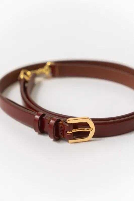 Toteme Double Clasp Leather Belt Cognac made by Toteme