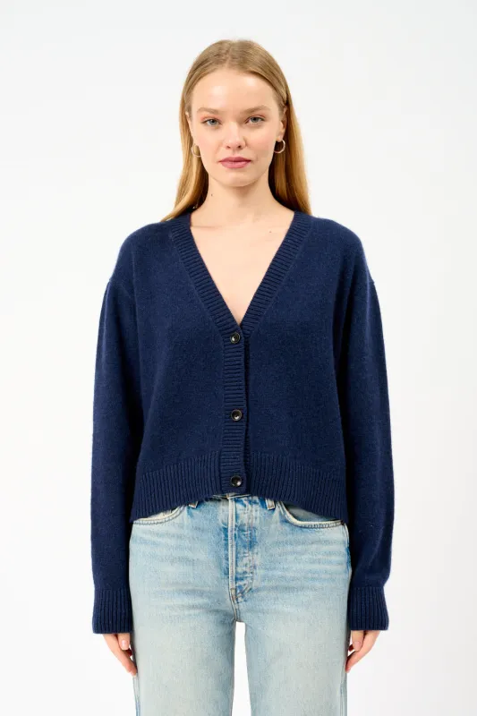 Women Boxy Cardigan Navy sold by Bessette