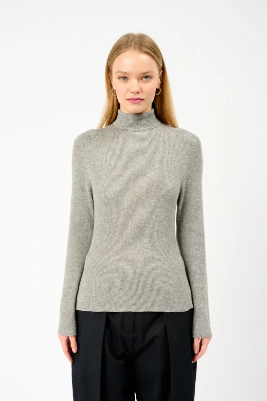 Delicash Silk and Cashmere Turtleneck Grey sold by Bessette