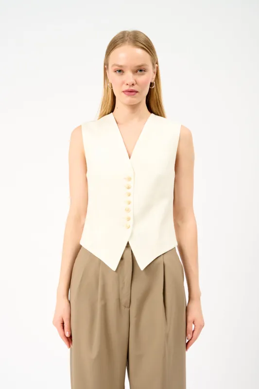 Róhe Shaped Waistcoat Cream sold by Bessette