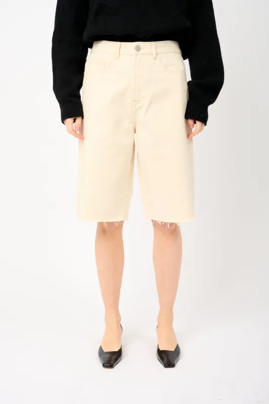 Ecru Baggy Fit Denim Shorts sold by Bessette