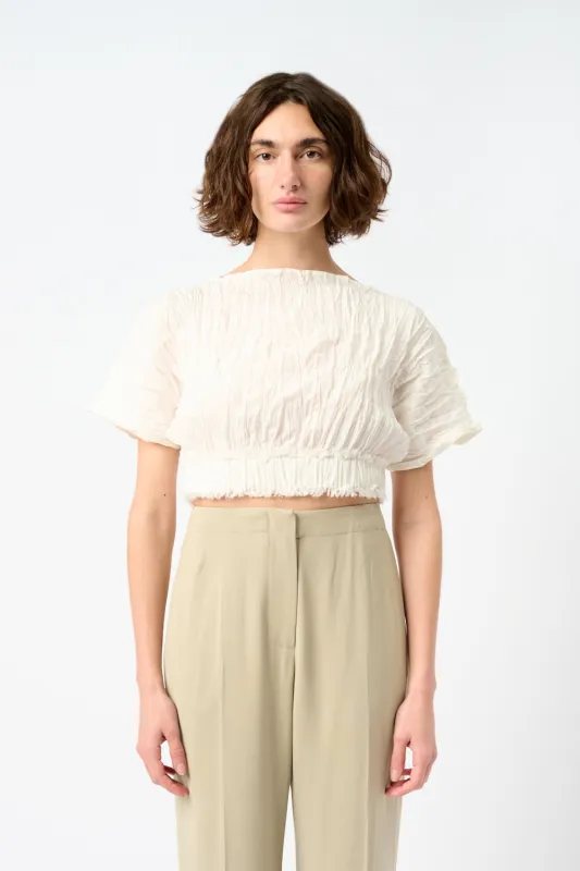 Crinkle Silk Crop Top sold by Bessette
