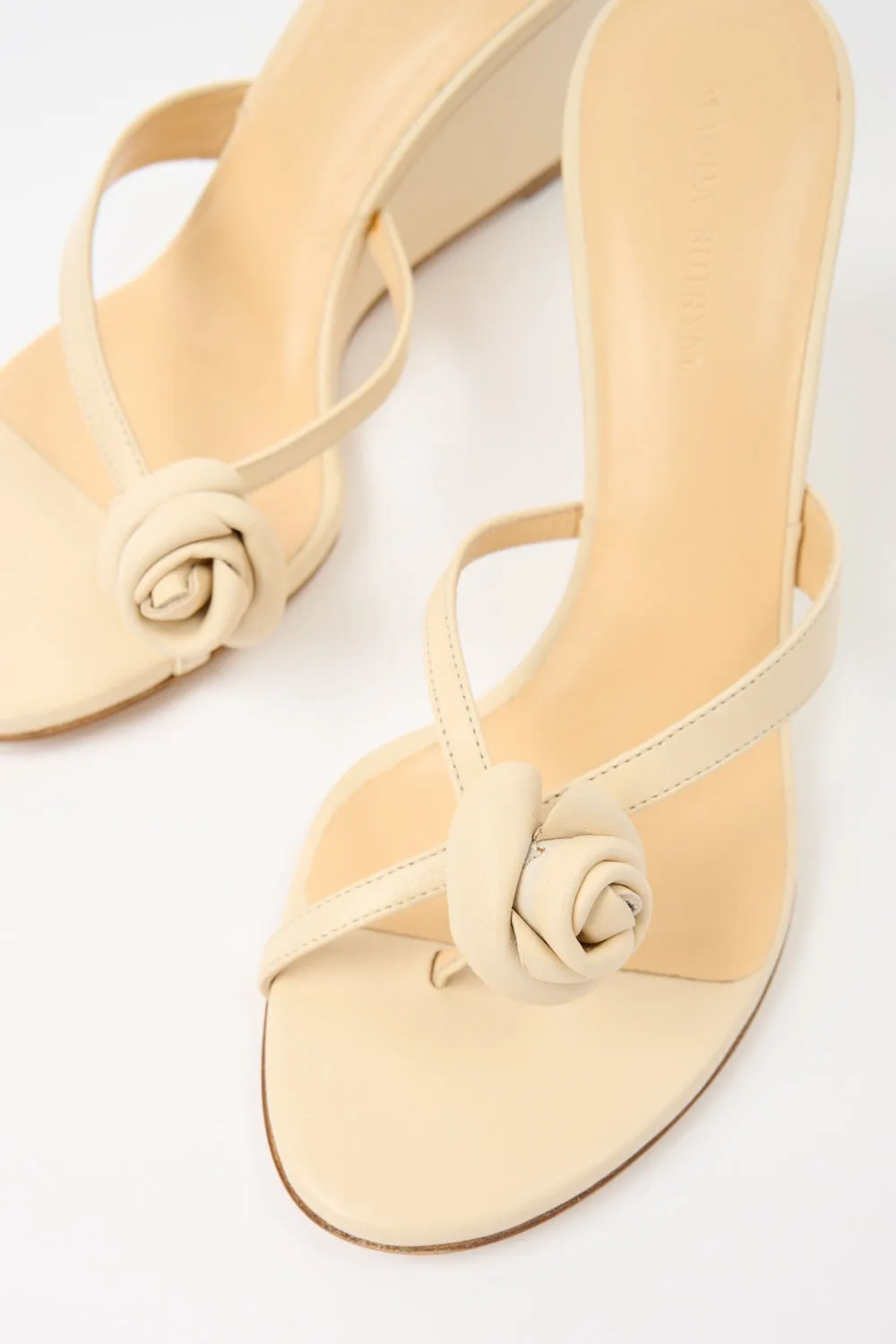 Floral-Appliqué Leather Wedge Sandals sold by Bessette product image thumbnail 2