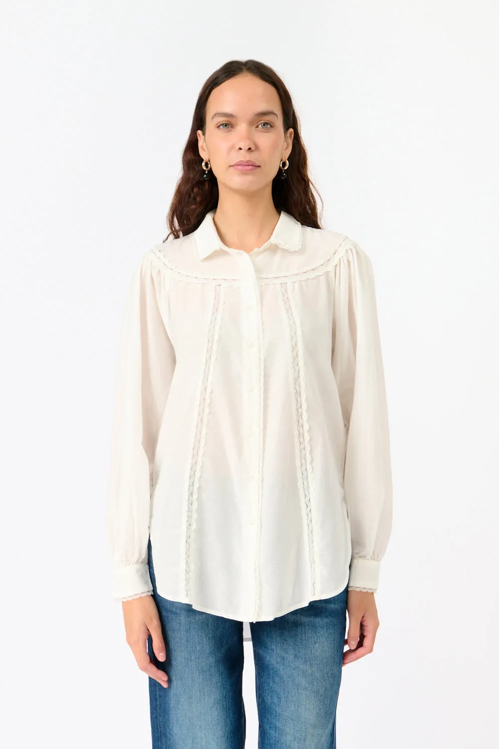 Lace Trim Blouse sold by Bessette
