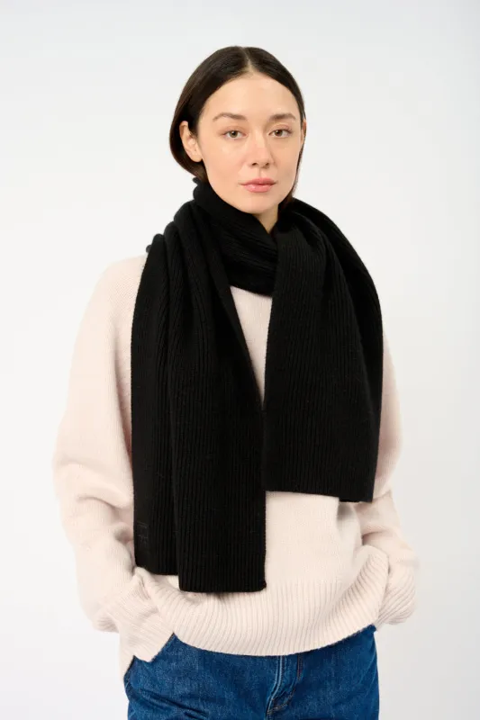 Embroidered Monogram Wool Cashmere Scarf made by Toteme