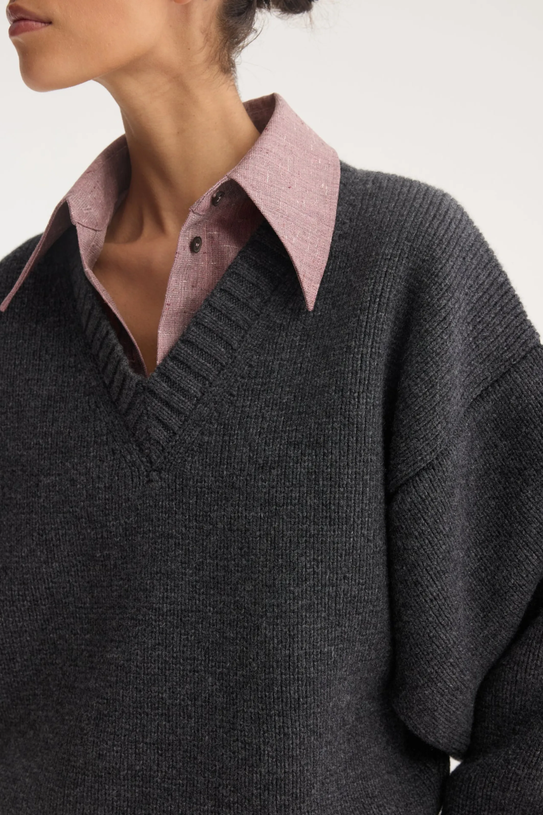 Sculptural Compact V-Neck sold by Bessette product image thumbnail 5