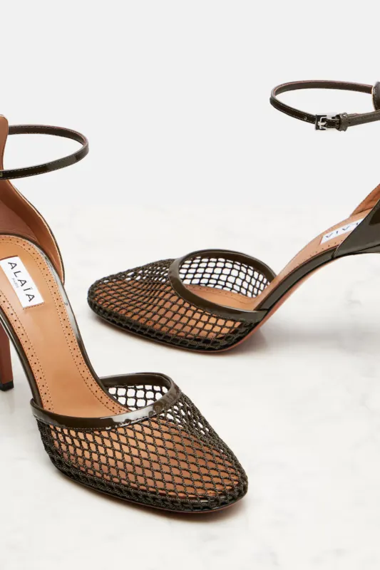 90 Mesh and Patent Leather Pumps made by Alaia