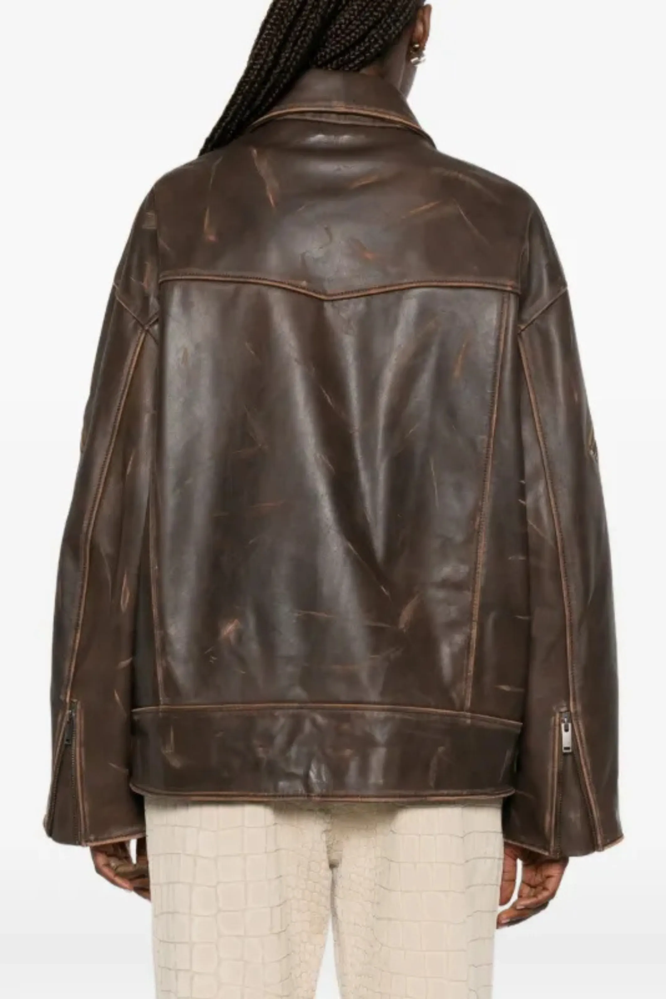 Samantha Leather Jacket Distressed Brown sold by Bessette product image thumbnail 3