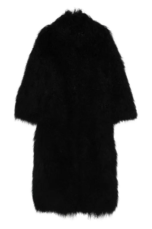 Faye Shearling Coat Black made by DUCIE