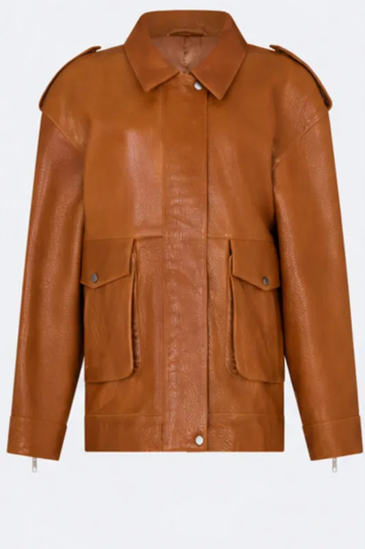 Opal Leather Jacket cognac made by DUCIE