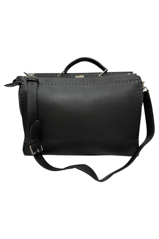 Fendi Selleria Peekaboo XL Top Handle Bag in Black Leather made by Fendi