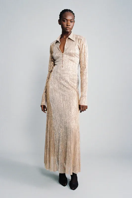 SABINA MUSAYEV Orbit Maxi Dress - Antique Gold sold by Bonvion