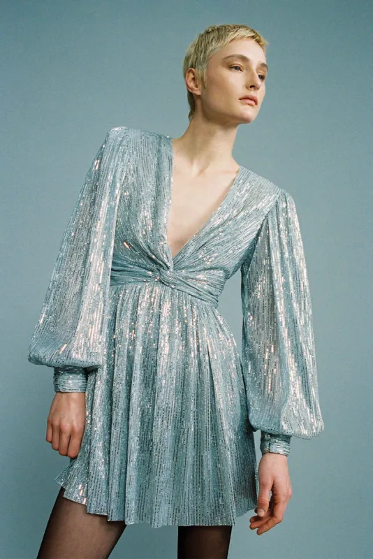 SABINA MUSAYEV Perihelion Mini Dress - Sky Silver sold by Bonvion