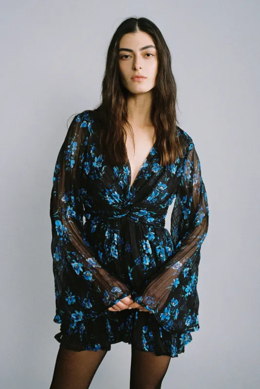 SABINA MUSAYEV Flare Mini Dress - Black Print sold by Bonvion