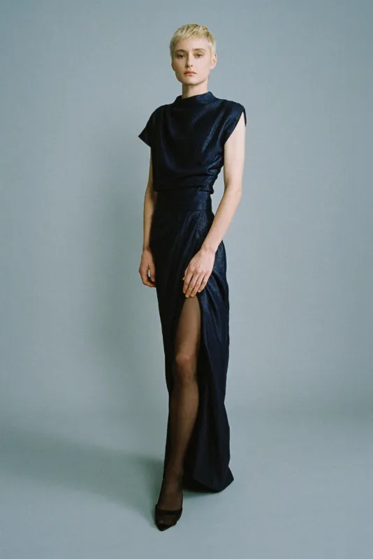 SABINA MUSAYEV Jetta Maxi Skirt - Navy sold by Bonvion