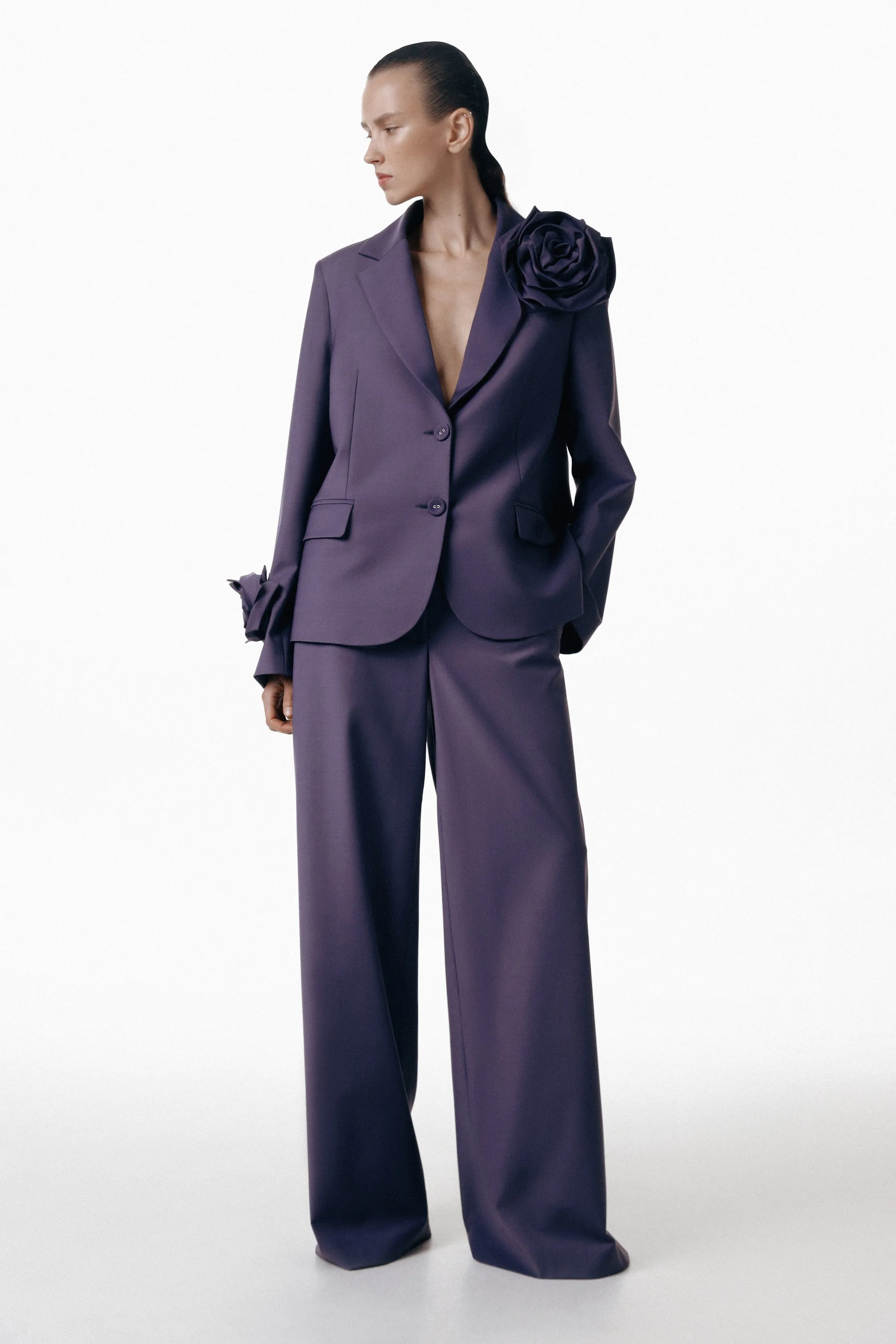 SANTA Wide Leg Pants with Buttons - Purple sold by Bonvion