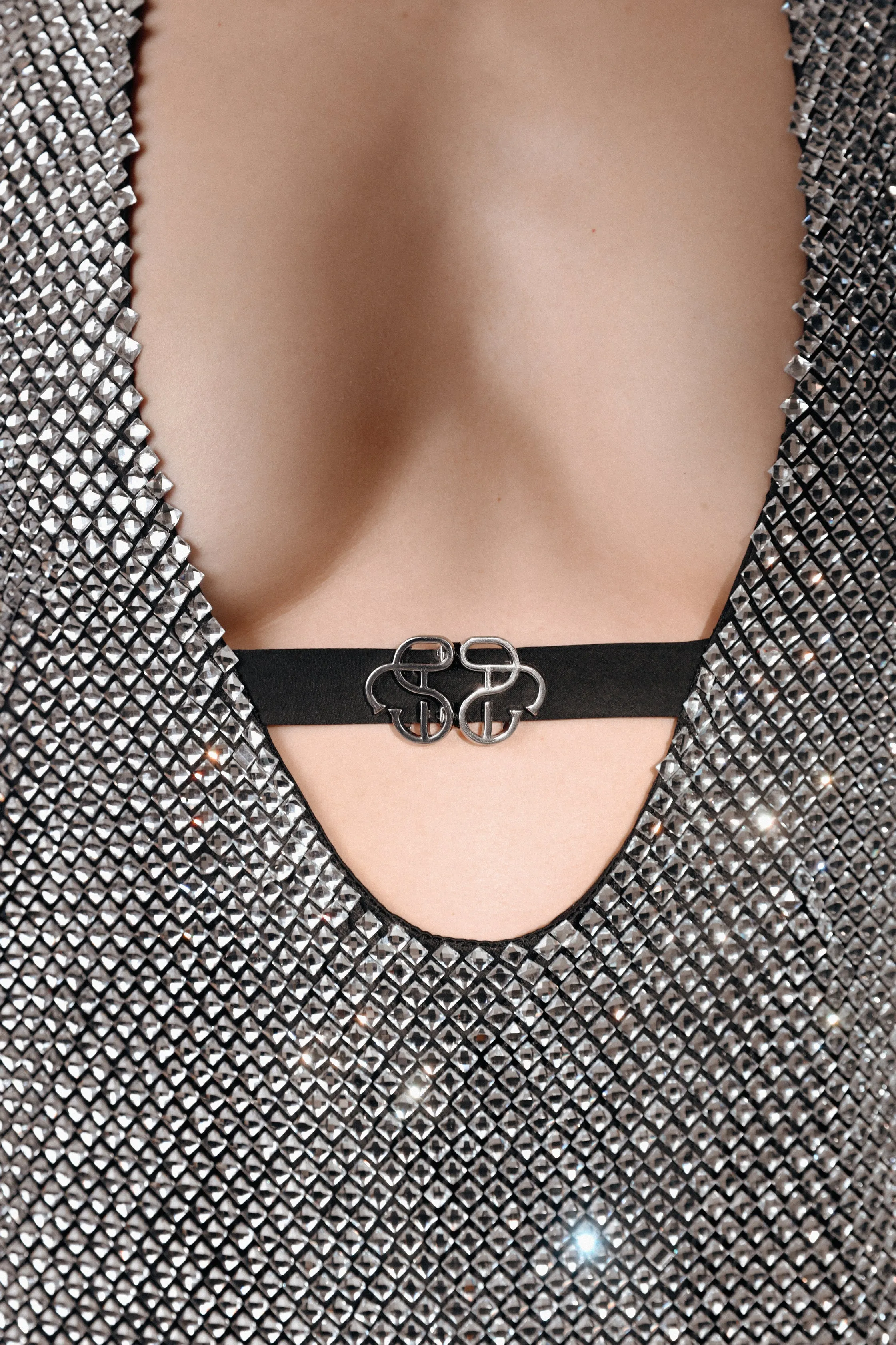 SANTA Crystal Mini Dress - Silver sold by Bonvion product image thumbnail 3