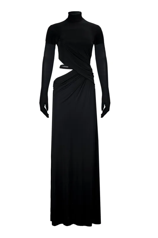SANTA Maxi Dress with Open Side - Black sold by Bonvion
