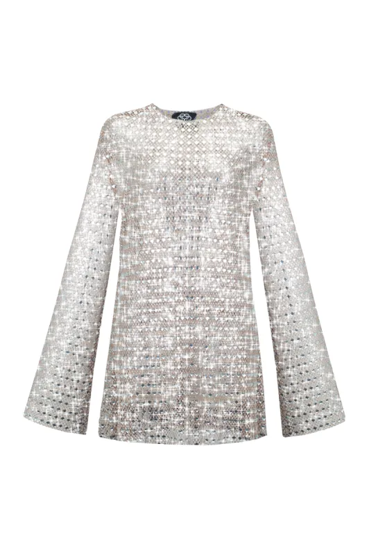 SANTA Sparkling Mesh Mini Dress - Beige made by Bonvion