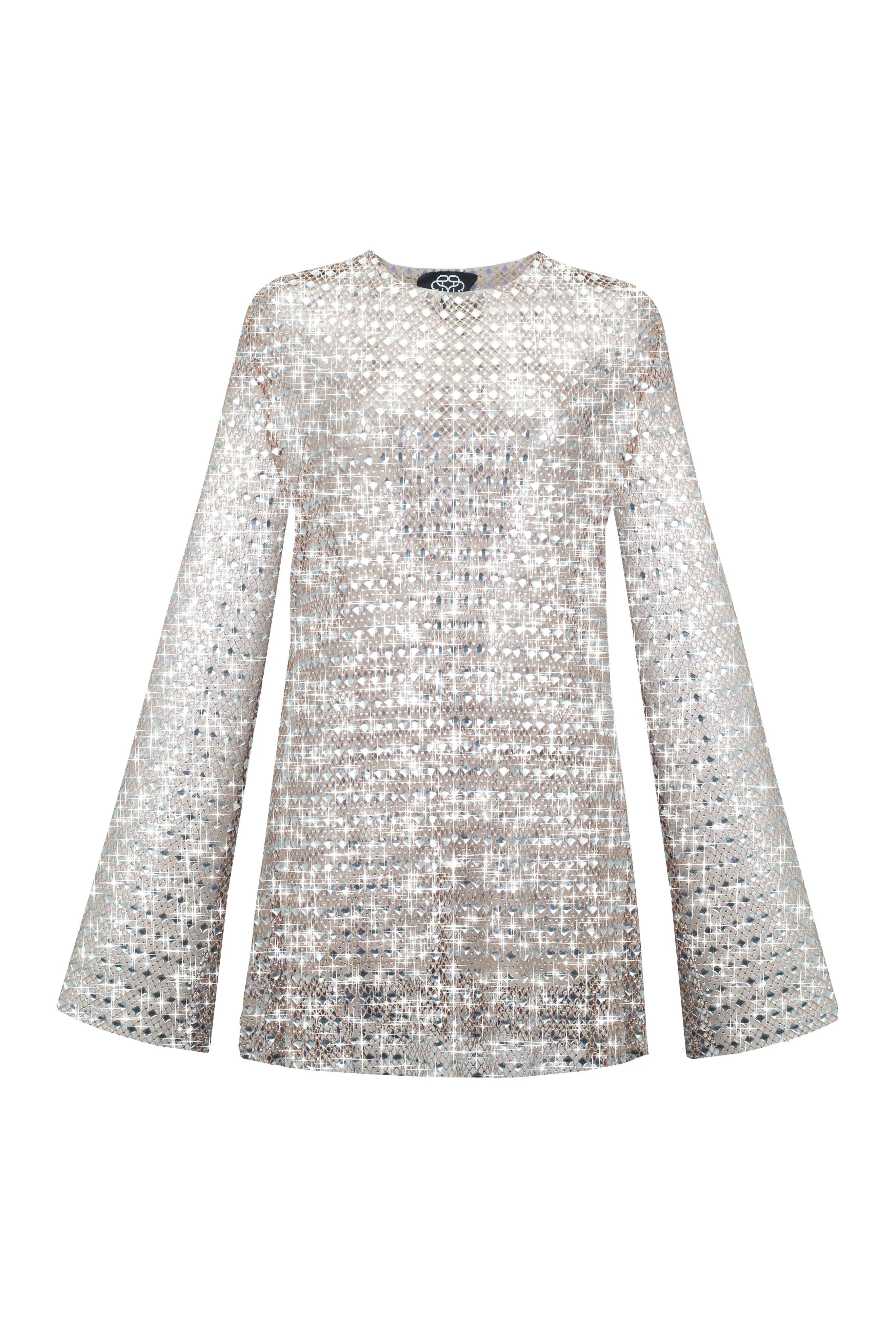 SANTA Sparkling Mesh Mini Dress - Beige sold by Bonvion