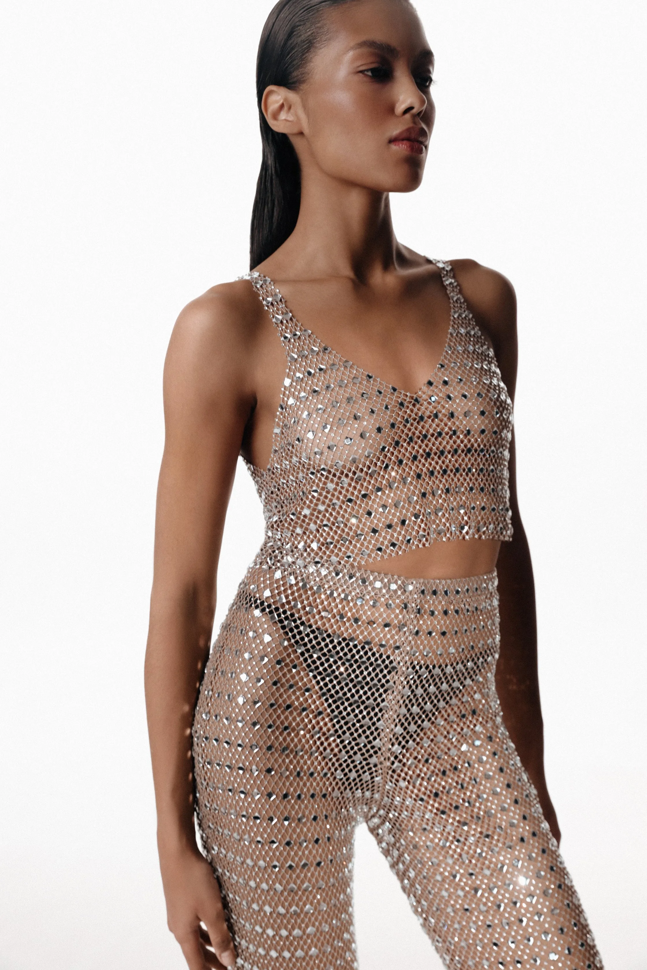 SANTA Mesh Sparkling Top - Beige sold by Bonvion product image thumbnail 2