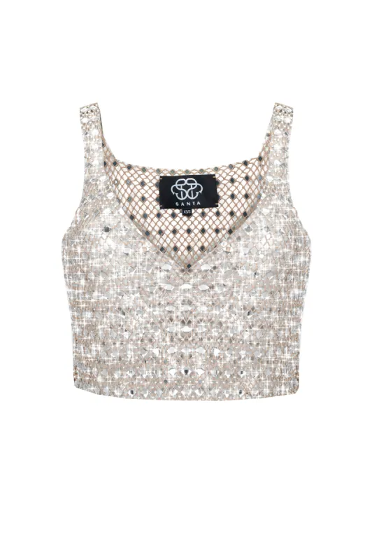 SANTA Mesh Sparkling Top - Beige sold by Bonvion