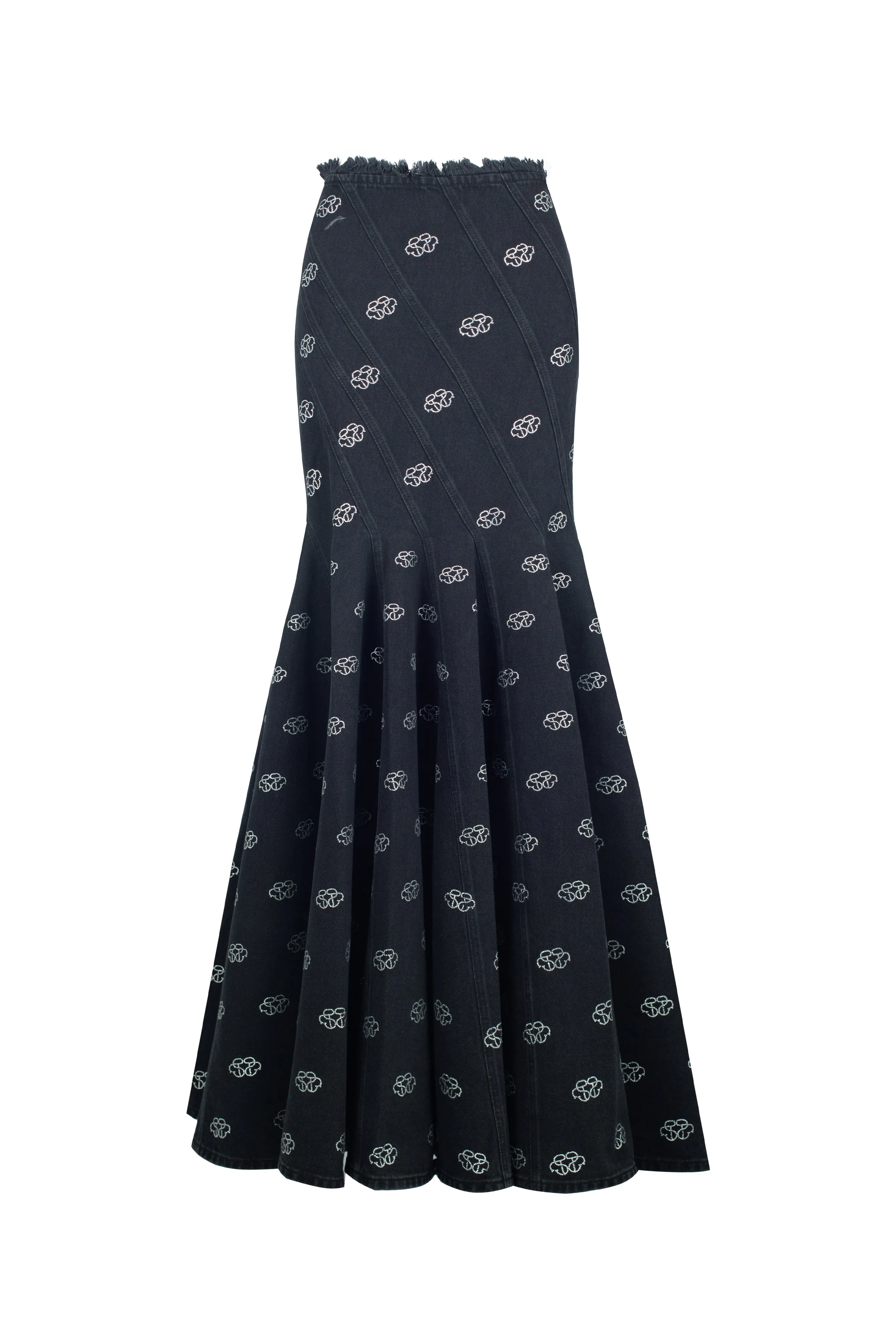 SANTA Flared Maxi Denim Skirt - Black sold by Bonvion