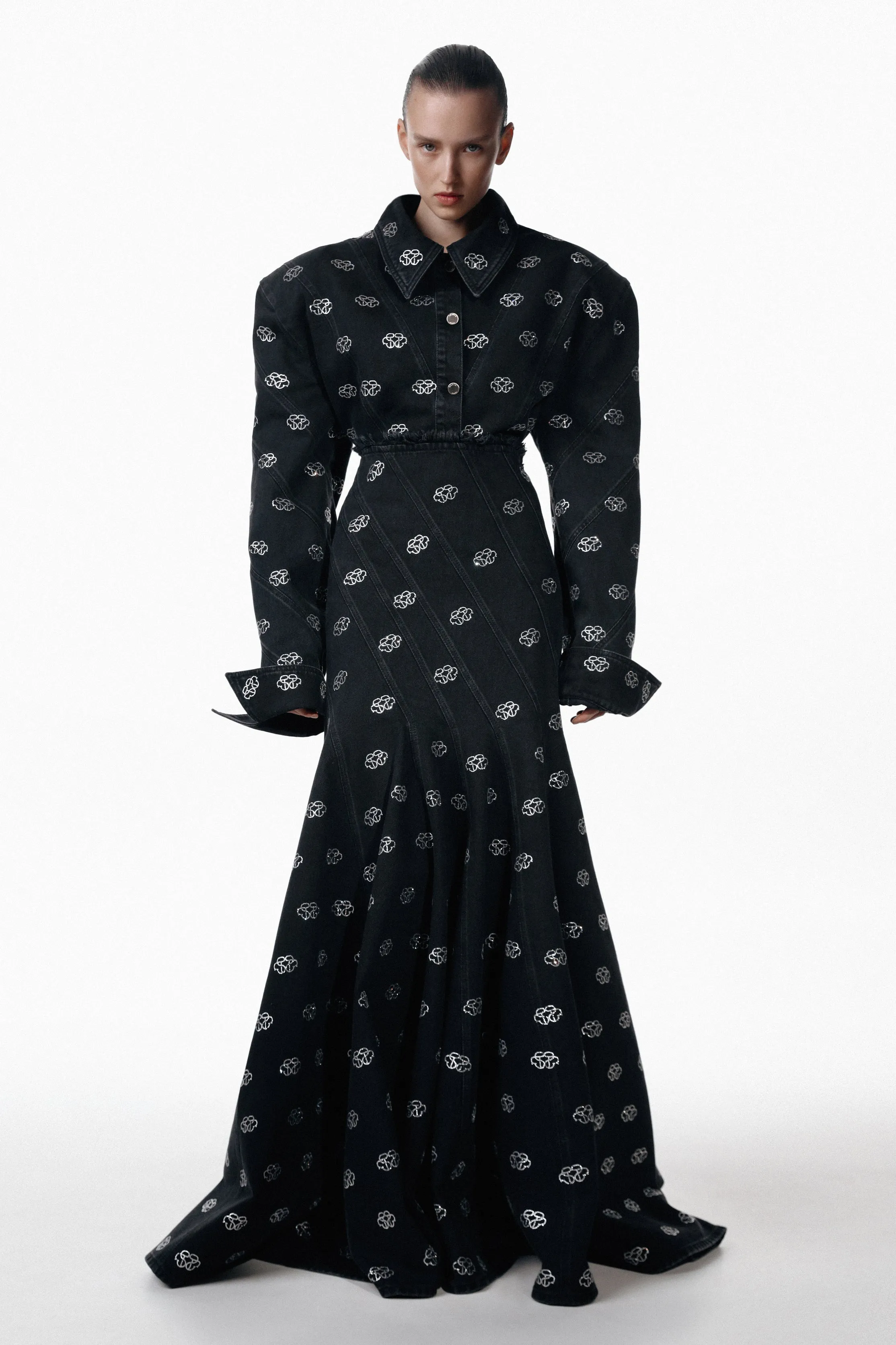 SANTA Flared Maxi Denim Skirt - Black sold by Bonvion product image thumbnail 2