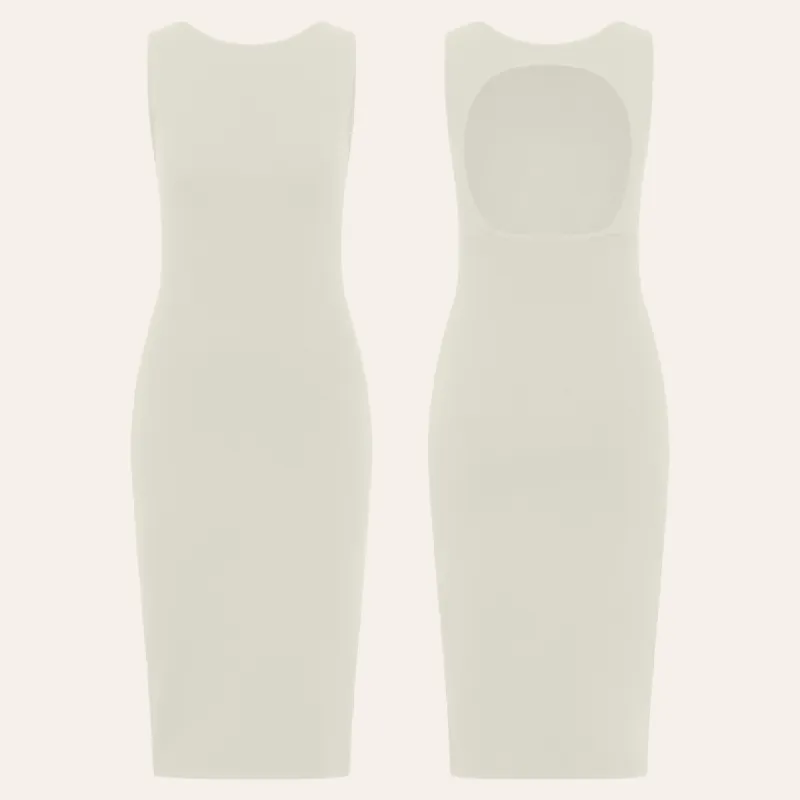 EHE Apparel Luna rib knit Dress - Off White sold by Bonvion