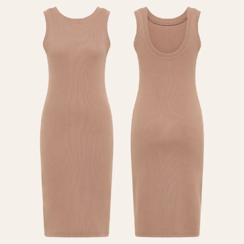 EHE Apparel Mia rib knit Dress - Cappuccino sold by Bonvion