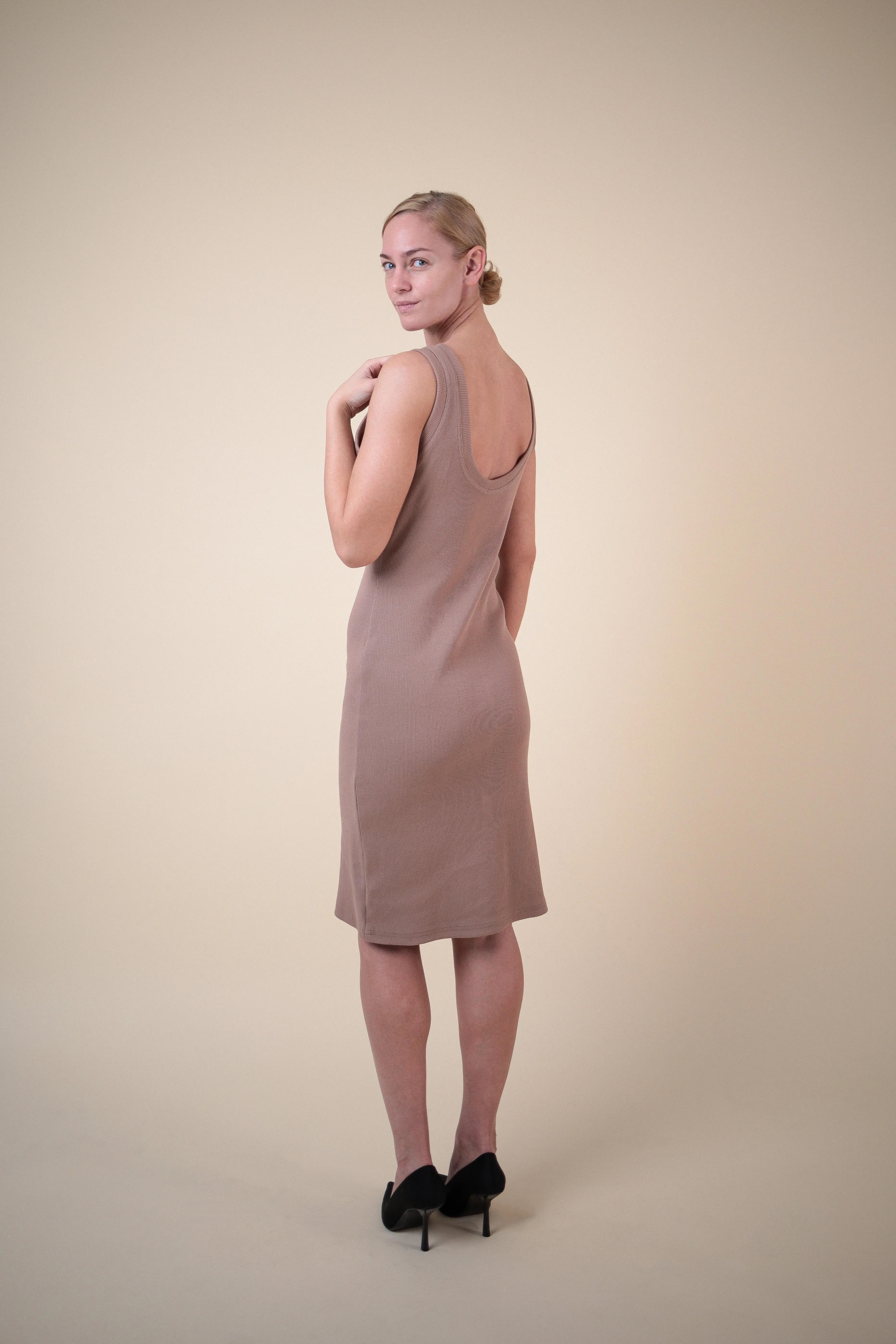 EHE Apparel Mia rib knit Dress - Cappuccino sold by Bonvion product image thumbnail 5