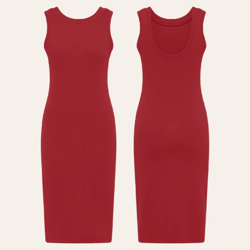 EHE Apparel Mia rib knit Dress - Red sold by Bonvion
