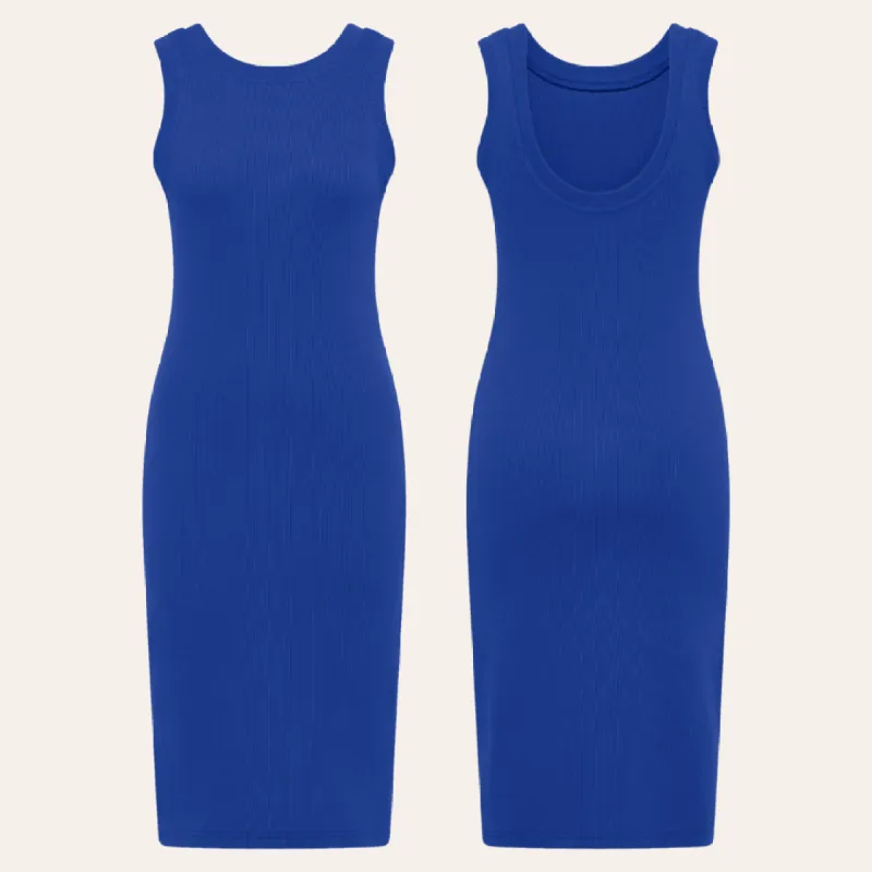 EHE Apparel Mia rib knit Dress - Persian Blue sold by Bonvion