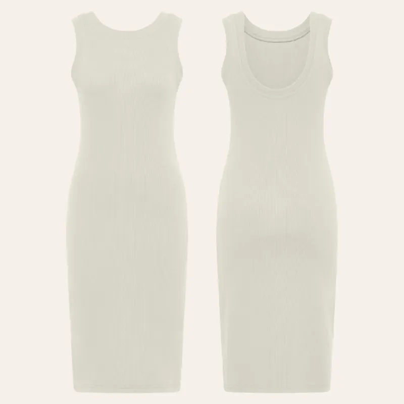 EHE Apparel Mia rib knit Dress - Off White sold by Bonvion