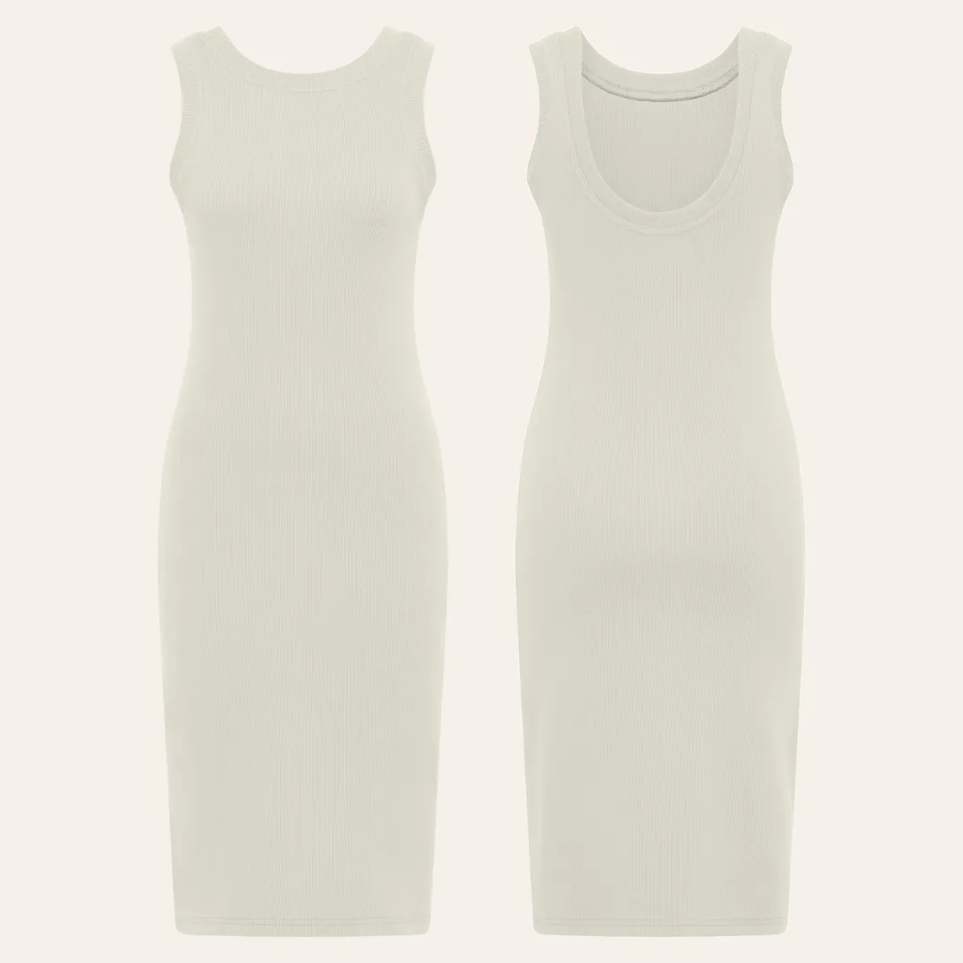 EHE Apparel Mia rib knit Dress - Off White sold by Bonvion