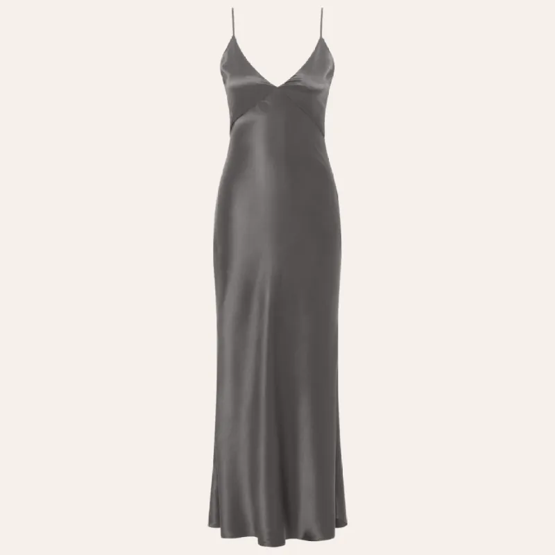EHE Apparel Amelia silk Dress - Silver sold by Bonvion