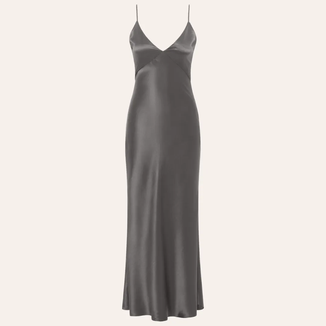 EHE Apparel Amelia silk Dress - Silver sold by Bonvion