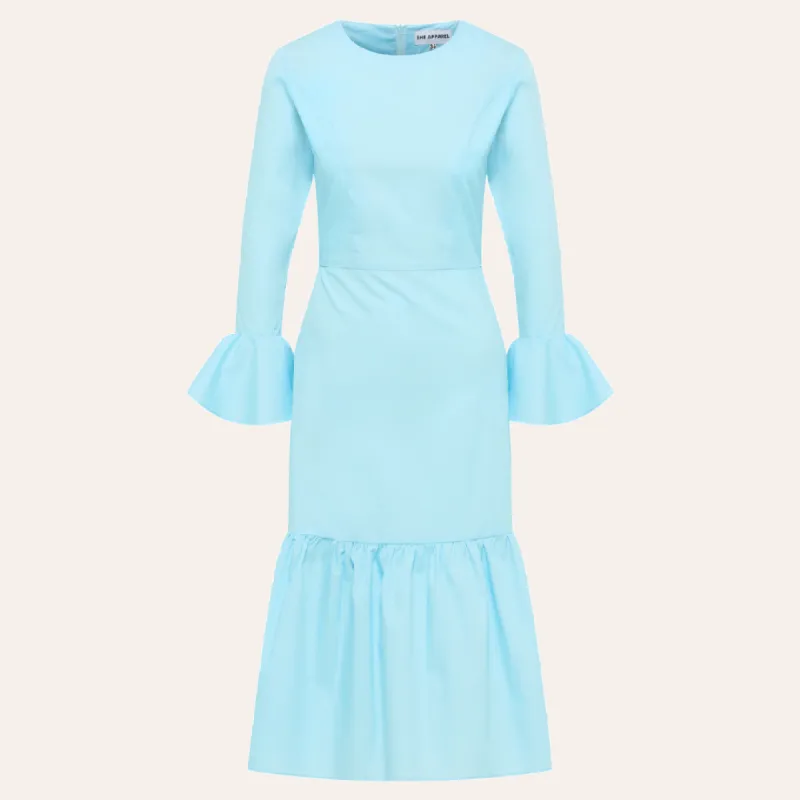 EHE Apparel Audrey ruffled Dress - Blue sold by Bonvion